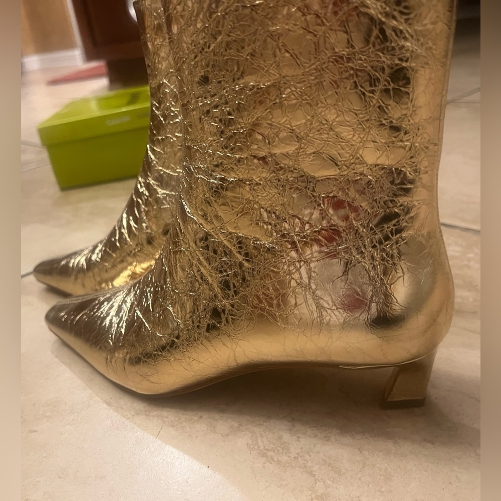 Michael Kors Metallic Gold Ankle Boots - Picture 2 of 4